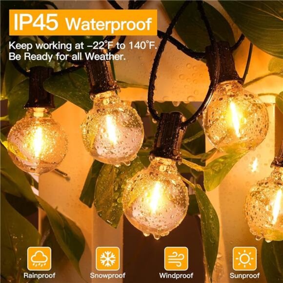 150FT Outdoor String Lights, Waterproof Connectable Shatterproof Outside Light - Picture 3 of 7